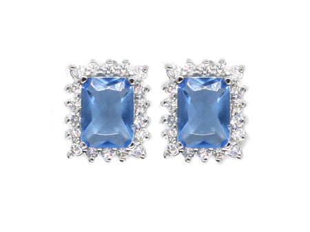 An Aquamarine & White Cubic Zirconia Earring.