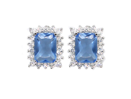 An Aquamarine & White Cubic Zirconia Earring.