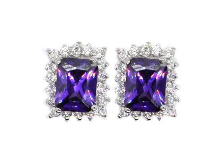 A Amethyst & White Cubic Zirconia Earring.