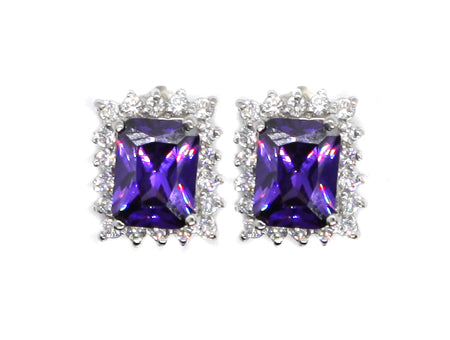 A Amethyst & White Cubic Zirconia Earring.