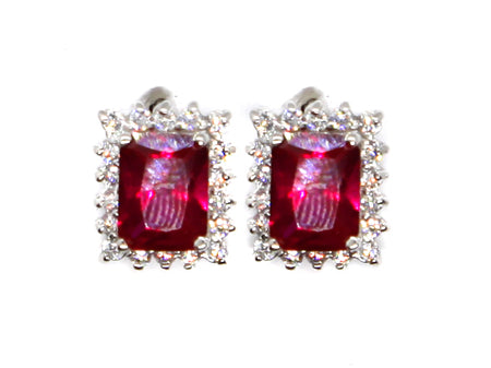 A Ruby & White Cubic Zirconia Earring.