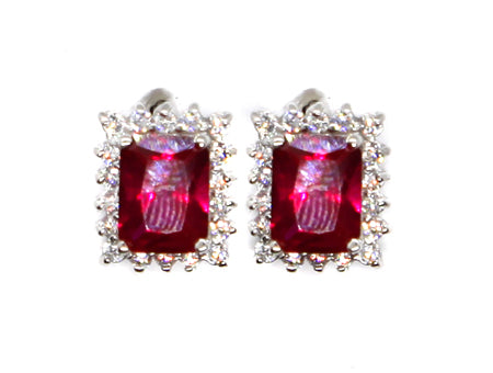 A Ruby & White Cubic Zirconia Earring.