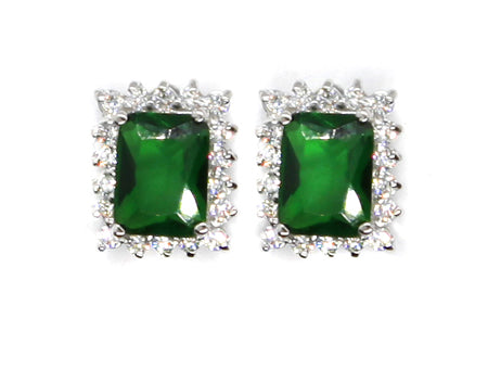 A Emerald & White Cubic Zirconia Earring.
