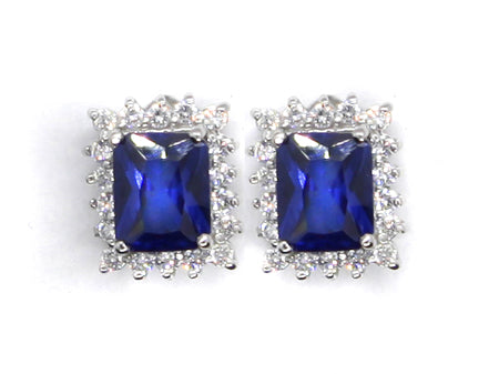 A Sapphire & White Cubic Zirconia Earring.