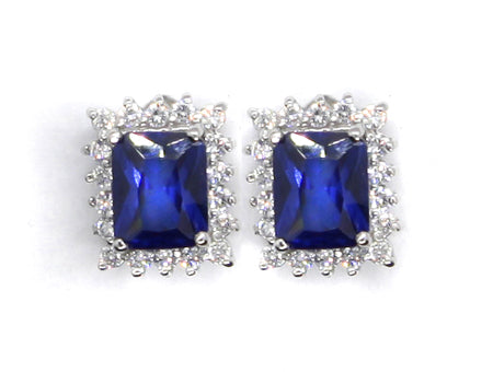 A Sapphire & White Cubic Zirconia Earring.