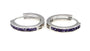 Amethyst & White Cz Silver Hoop Earring