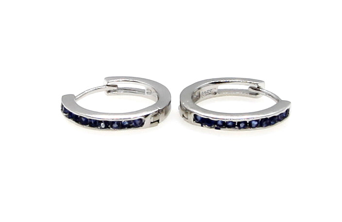 Sapphire Cz Silver Hoop Earring