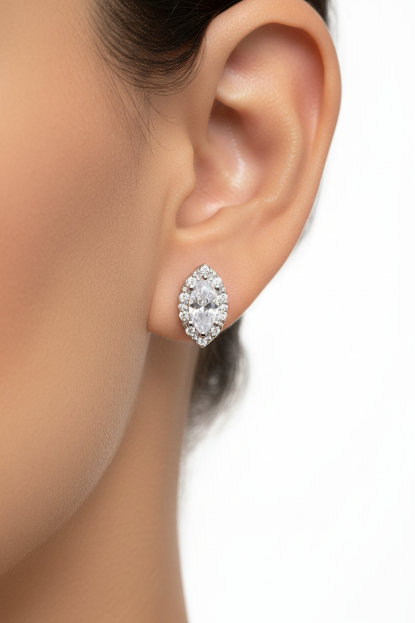 A White Cubic Zirconia Earring.