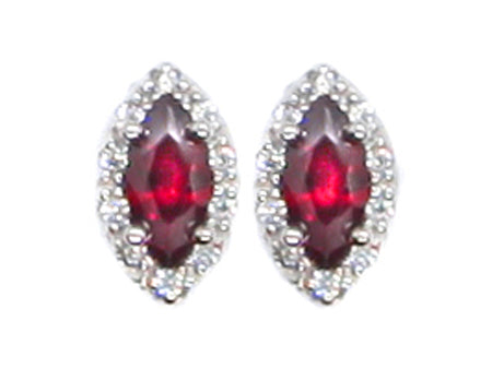 A Ruby & White Cubic Zirconia Earring.