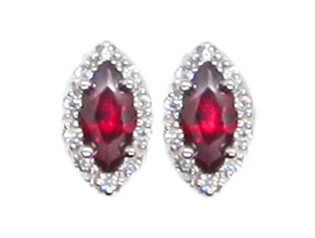 A Ruby & White Cubic Zirconia Earring.