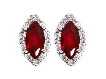 A Garnet & White Cubic Zirconia Earring.