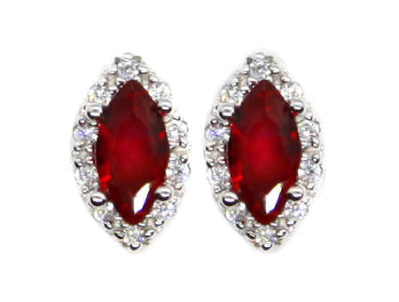 A Garnet & White Cubic Zirconia Earring.