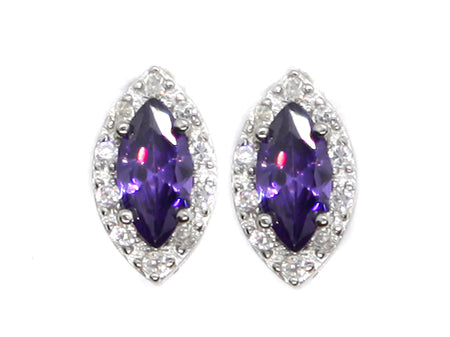 An Amethyst & White Cubic Zirconia Earring.