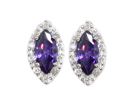 An Amethyst & White Cubic Zirconia Earring.