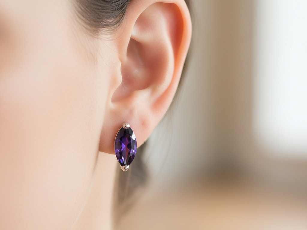 An Amethyst Cubic Zirconia Earring.