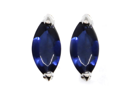 A Sapphire & White Cubic Zirconia Earring.