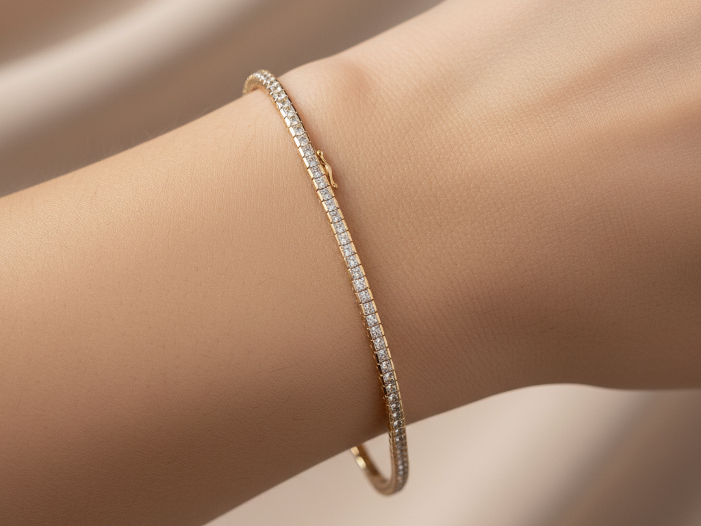 Rose Gold & Cubic Zirconia Silver 2 x 2 Stone Bracelet