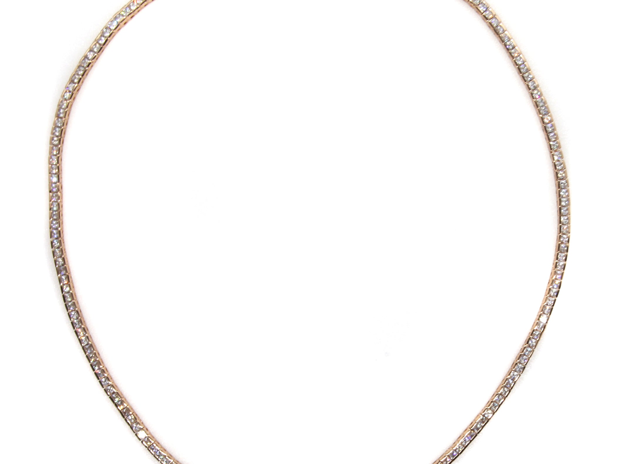 New Rose Gold & Cubic Zirconia 2 x 2 Stone Necklace