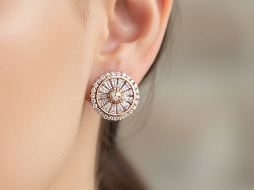 Silver with Rose Gold Plate Earring.