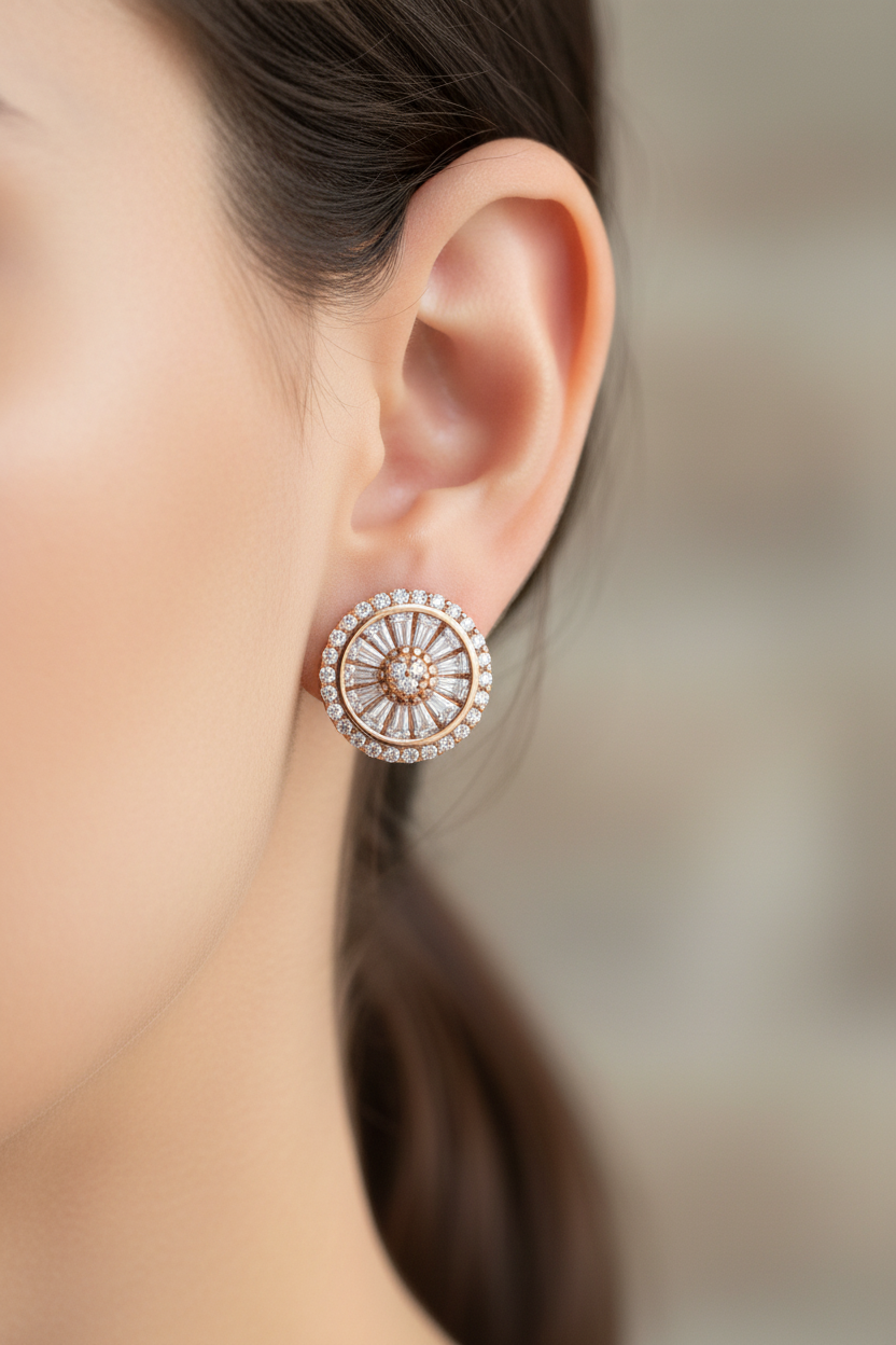 Silver with Rose Gold Plate Earring.