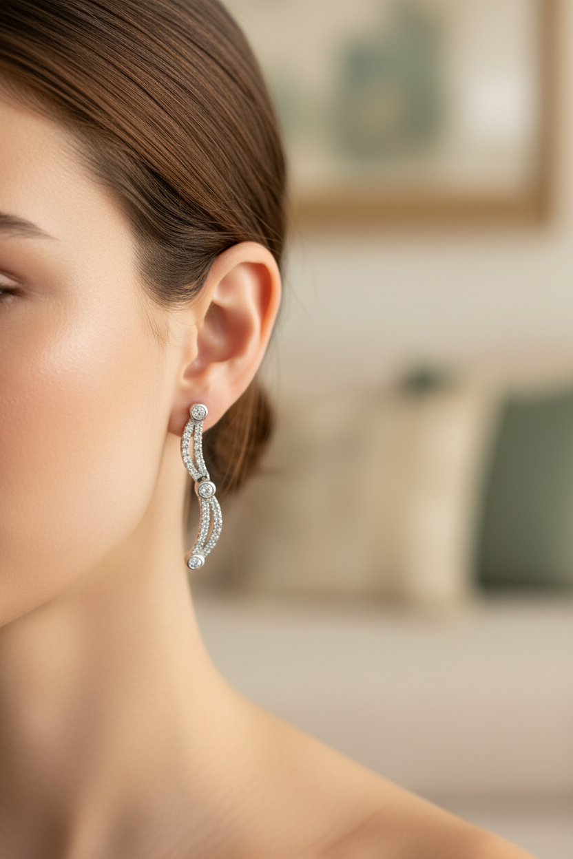 A White Cubic Zirconia Earring