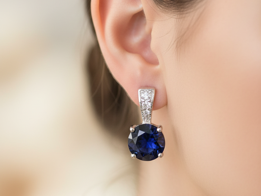 Sapphire Cubic Zirconia Silver Earring.