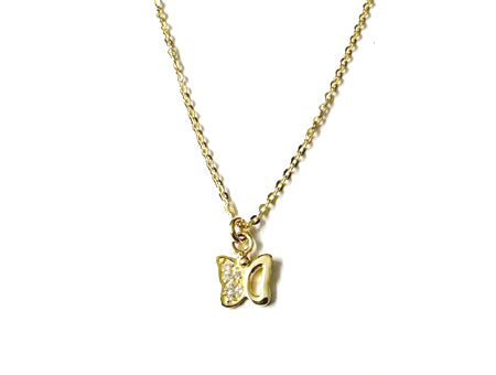 A Kids Yellow Gold Plated Silver Butterfly Necklace.