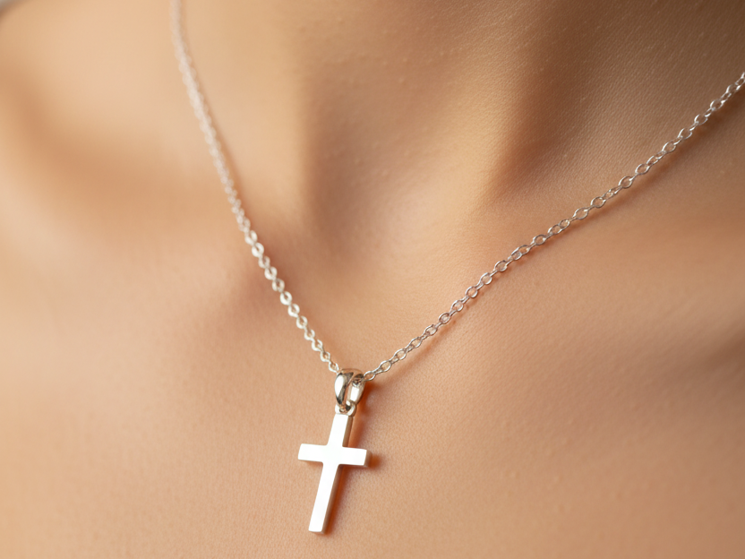 Silver Plain Cross Necklace