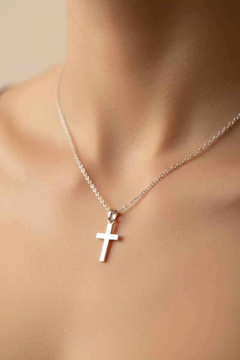 Silver Plain Cross Necklace