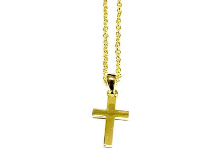 Silver Gold Plated Plain Cross pendant and chain