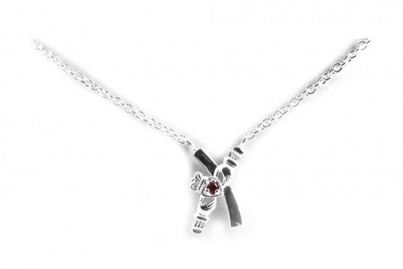 Claddagh Necklace with Amethyst Cubic Zircona Stone