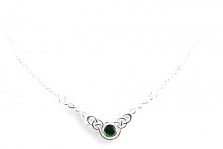 Celtic Silver Necklace with Garnet Cubic Zircona Stone