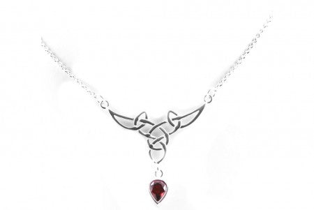 Celtic Necklace with Garnet Cubic Zircona Stone