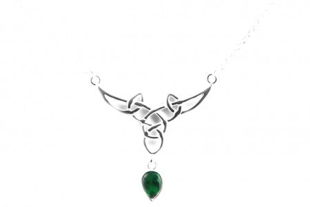 Celtic Necklace with Drop Emerald Cubic Zircona Stone