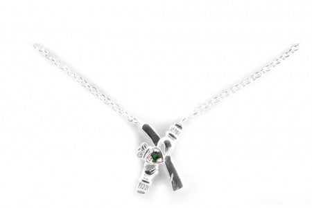 Claddagh Necklace with Emerald Cubic Zircona Stone