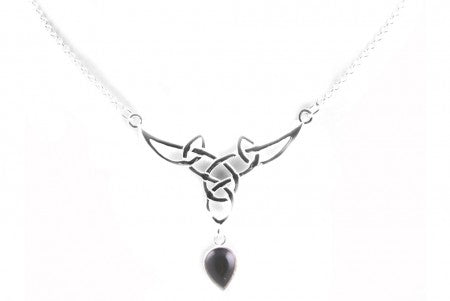Celtic Silver Necklace with OYNX Stone