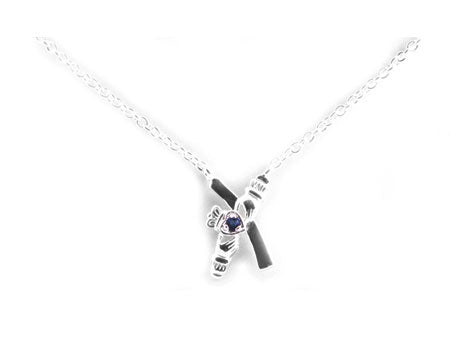 Claddagh Necklace with Sapphire Cubic Zircona Stone