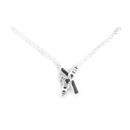 Claddagh Necklace with Sapphire Cubic Zircona Stone
