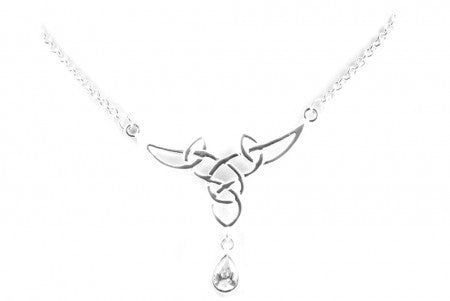 Celtic Necklace with Drop White Cubic Zircona Stone
