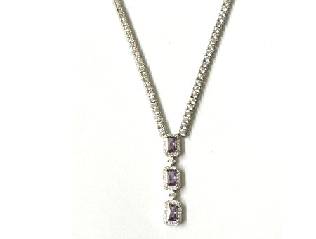 Amethyst & White Cubic Zirconia Earring