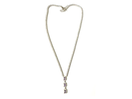Amethyst Cubic Zirconia Silver Necklace.