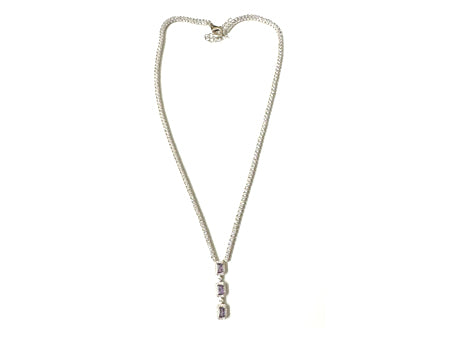 Amethyst Cubic Zirconia Silver Necklace.