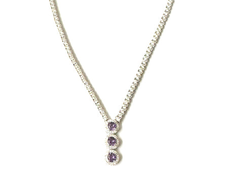 Amethyst & White Cubic Zirconia Earring