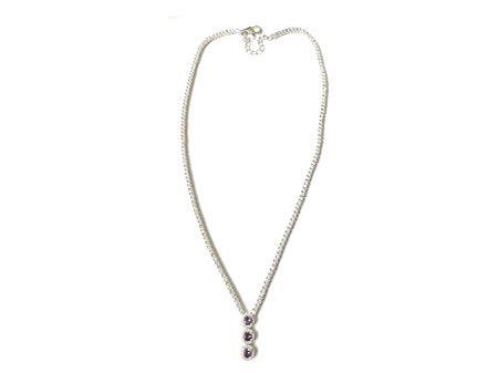 Amethyst Cubic Zirconia Silver Necklace.