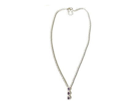 Amethyst Cubic Zirconia Silver Necklace.
