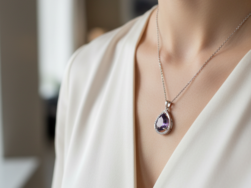 Amethyst Cubic Zirconia Necklace