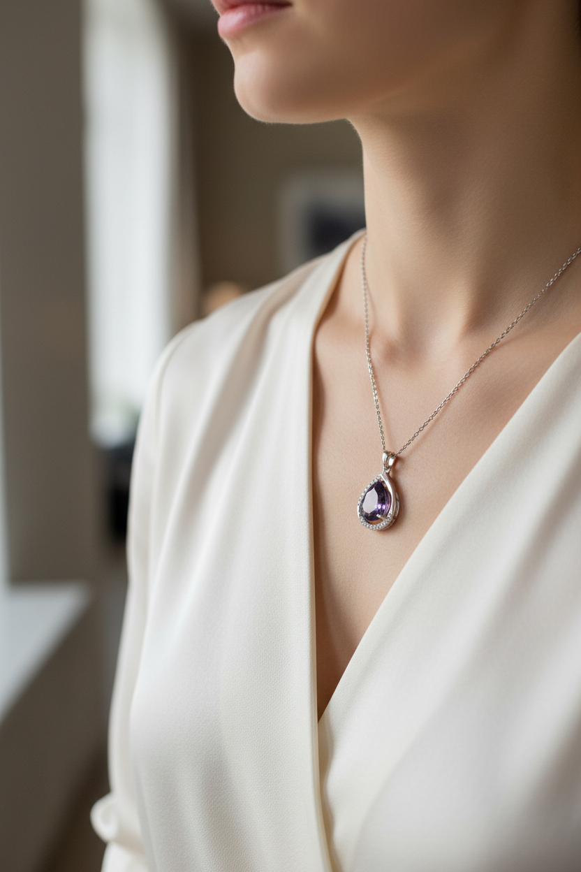 Amethyst Cubic Zirconia Necklace