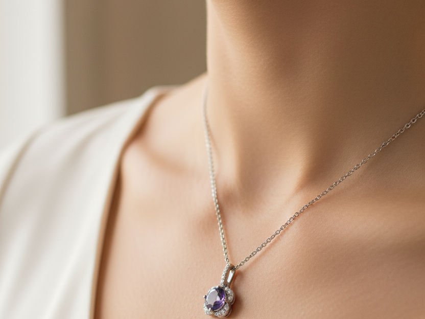 Amethyst Cubic Zirconia Necklace