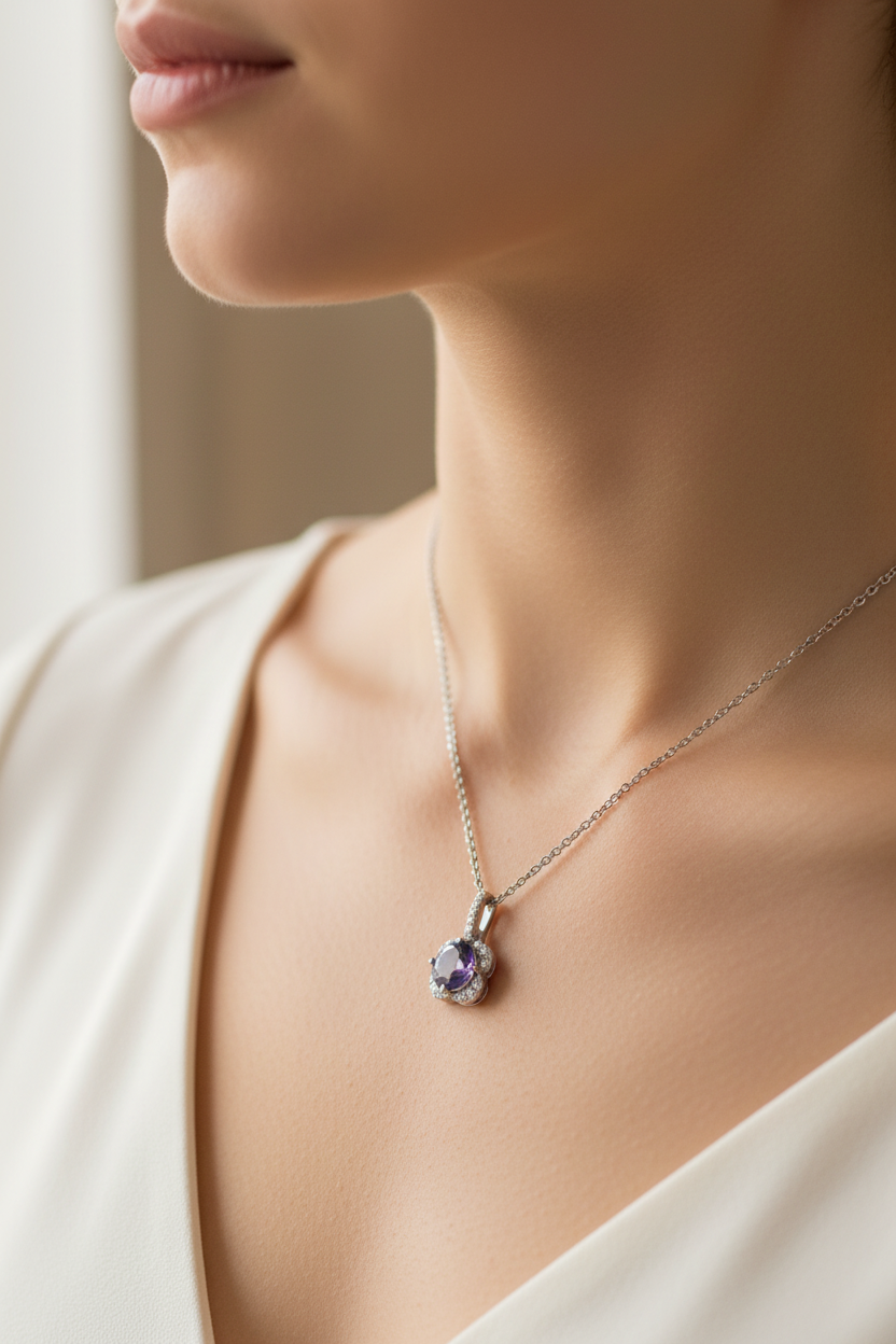 Amethyst Cubic Zirconia Necklace