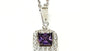 Silver Amethyst & White Cz Stone Set Necklace